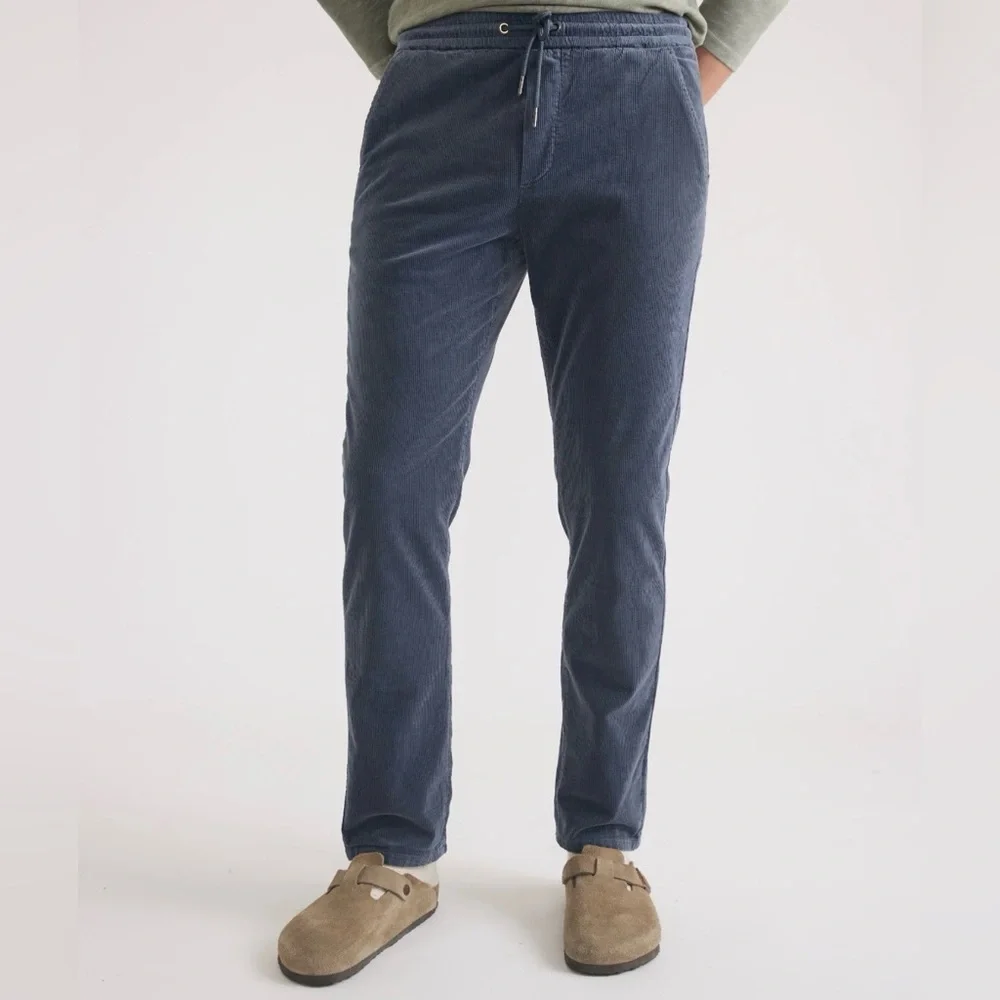 Marine Layer Men's Ash Navy Corduroy Drawstring Slim Straight Fit Pants XLarge - Picture 1 of 8